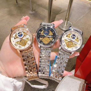 ĐỒNG HỒ NAM TRUNG CẤP PATEC MÁY CƠ DÂY THÉP MẶT SỐ LA MÃ