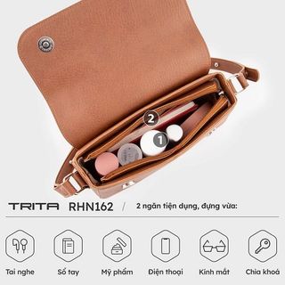 TÚI ĐEO CHÉO DA NỮ HÌNH HỘP NẮP GẬP BO TRÒN VIỀN TRITA RHN162N-TRITA