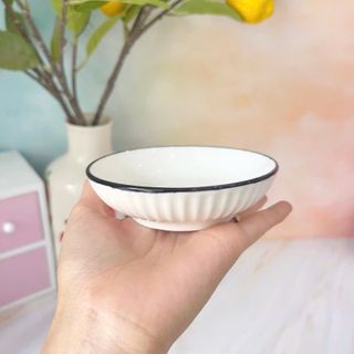 ĐĨA SỨ MẮM 4'' SỌC VIỀN ĐEN GL06