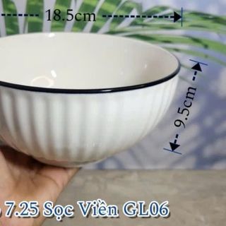 TÔ SỨ BẦU 6.25 TRẮNG SỌC VIỀN ĐEN GL06