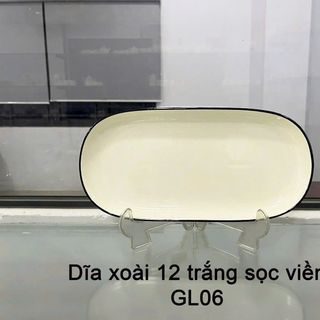 ĐĨA SỨ XOÀI 30cm SỌC VIỀN ĐEN SƠN TÂY KHÔNG TAI (T30)