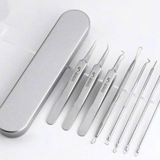 Bộ Que Nặn Mụn 8 Món Hộp Thiếc Chiyeen Dụng SPa Thẩm Mỹ Viện