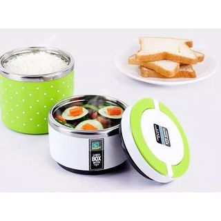 HỘP CƠM 2 TẦNG CHẤM BI RUỘT INOX