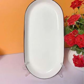 ĐĨA SỨ XOÀI SỌC VIỀN ĐEN CAO CẤP 30CM