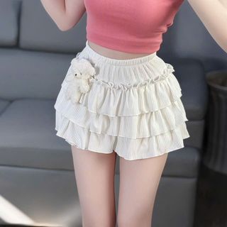 QUẦN TẦNG VẢI LEN GÂN ĐÍNH GẤU TRẮNG - LÊ PHƯƠNG BOUTIQUE
