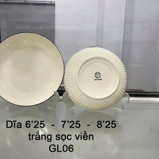 ĐĨA SỨ TRÒN 6.25 ẢO SỌC VIỀN ĐEN GL06