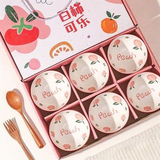 Set 6 Chén Bát Sứ Quả Đào