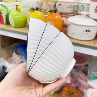 CHÉN SỨ TRÒN 4.5 TRẮNG SỌC VIỀN ĐEN GL06
