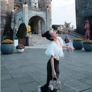 [SHOPPUMI] Áo kiểu Asey cổ vuông bèo dáng crop thắt dây 2 màu freesize Pumi 16854