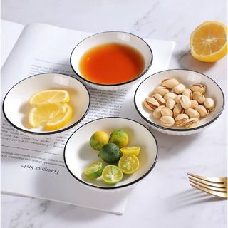 ĐĨA SỨ MẮM 4'' SỌC VIỀN ĐEN GL06