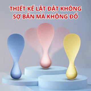 Môi xới cơm LẬT ĐẬT cao cấp chịu nhiệt, không bị đổ, Muôi cơm hạt vân 3D không dính cơm