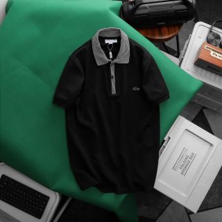 Áo polo Lacos phối cổ, chất vải cá sấu, logo thêu