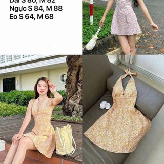 [SHOPPUMI] Đầm yếm Arthu nền hoa chất linen thô 2 màu SM Pumi 16849