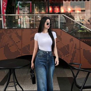 [SHOPPUMI] Quần jean suông loe Nasa 2 màu đậm - nhạt size SML Pumi 16848