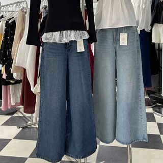 [SHOPPUMI] Quần jean suông loe Nasa 2 màu đậm - nhạt size SML Pumi 16848