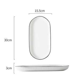 DĨA SỨ DÀI TRẮNG SỌC VIỀN ĐEN GL06