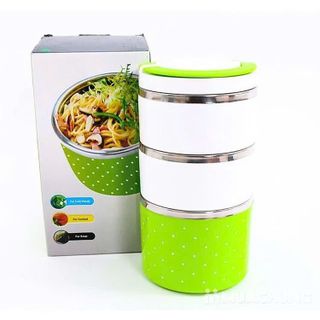 HỘP CƠM 3 TẦNG CHẤM BI RUỘT INOX
