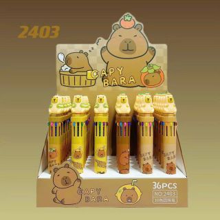 HỘP 36 BÚT 10 NGÒI LABUBU- CAPYBARA- HOẠT HÌNH