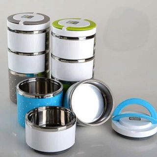 HỘP CƠM 3 TẦNG CHẤM BI RUỘT INOX