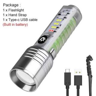 Đèn Pin Móc Khoá 520 Chiếu Gần Zoom Xa Có Nam Châm Đuôi 8 Chế Độ Sáng Kháng Nước Tốt