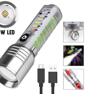 Đèn Pin Móc Khoá 520 Chiếu Gần Zoom Xa Có Nam Châm Đuôi 8 Chế Độ Sáng Kháng Nước Tốt