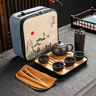 BỘ BÌNH TRÀ CÓ TÚI KÈM KHAY GỖ SANG TRỌNG