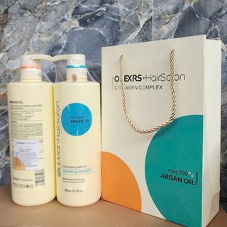 Cặp Dầu Gội Xả Olexrs Argan Oil Collagen Hair Salon 960ml Cho Tóc Khô ,Hư Tổn