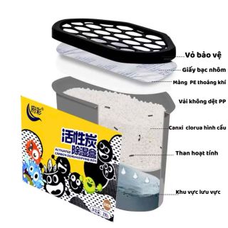Hộp Hút Ấm Khử Mùi Than Hoạt Tính, Chống Ẩm Mốc Cho Tủ Quần Áo, Tủ Giày, Phòng Vệ Sinh