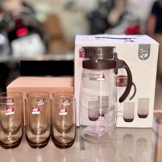 BỘ BÌNH THỦY TINH KÈM 6 LY DELI QUÀ TẶNG