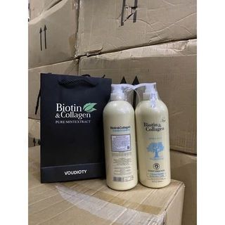 Bộ đôi dầu gội xả Biotin Collagen 1000ml- màu trắng giúp phục hồi và chống rụng tóc