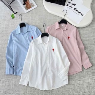 ÁO SƠ MI FORM RỘNG THÊU TIM - LÊ PHƯƠNG BOUTIQUE