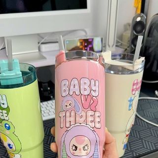 Ly Giữ Nhiệt Hoạt Hình Babythree 900ml Inox 304 Kèm Ống Hút Nhựa Giữ Nhiệt Nóng Lạnh