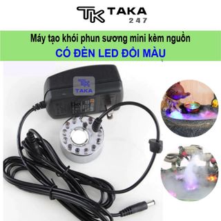 Máy tạo khói bể cá mini phun sương, đèn led đổi màu bằng kim loại chống rỉ trang trí tiểu cảnh, hòn non bộ, thủy sinh