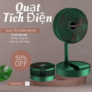 Quạt tích điện để bàn mini Super gấp gọn 3 cấp độ gió siêu bền, cáp sạc USB tiện lợi