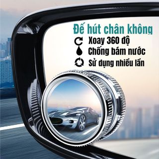 Cặp 2 Gương Cầu Lồi Gắn Kính Hậu Ô Tô Xoay 360 Xoá Điểm Mù Sử Dụng Đế Hút Không Để Lại vết keo khó tẩy