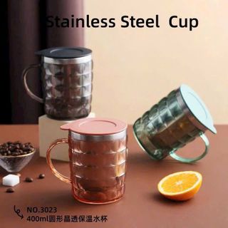 3023 - Cốc nhựa lõi Inox có nắp, "400ml",  (LAXON) (48C/Thùng)