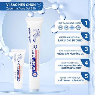 Gel trị mụn Zaderma Acne Gel 24h – Hỗ trợ ngăn ngừa mụn, giảm mụn, mờ thâm 7G