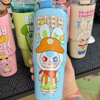 Ly Giữ Nhiệt Hoạt Hình Babythree 900ml Inox 304 Kèm Ống Hút Nhựa Giữ Nhiệt Nóng Lạnh
