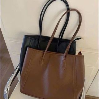 Túi tote da công sở thanh lịch hàng Dây kéo vai cổ điển phong cách retro có sức chứa lớn