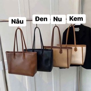 Túi tote da công sở thanh lịch hàng Dây kéo vai cổ điển phong cách retro có sức chứa lớn
