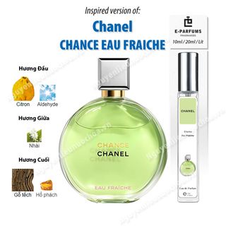 Nước hoa chiết Cha-nel Chance Eau Fraiche (Chance Xanh) – Hương thơm tươi mát, trẻ trung, chuẩn auth, lưu hương lâu 8h - 12h – Giá sỉ số lượng lớn