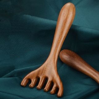 [Gỗ đàn hương] Đầu lược Massage kinh tuyến 2 trong 1 Đầu tóc da đầu Máy mát xa mắt Mũi Lược cạo hai đầu Nạo vét Kinh tuyến Lược Massage châm cứu Dụng cụ Massage tóc