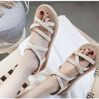 Dép nữ, Dép đi biển, Sandal nữ đế nhựa dẻo giả cói, Dép quai hậu nữ, Sandal đi biển