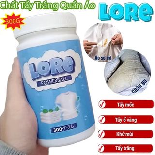 Bột Tẩy Trắng Quần Áo LORE 300G Chính Hãng - Làm Sạch Vải, Ố Vàng, Vết Bẩn Khó Giặt - An Toàn, Không Phai Màu