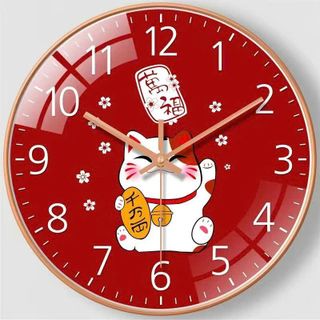 ĐỒNG HỒ TREO TƯỜNG HỌA TIẾT MÈO THẦN TÀI