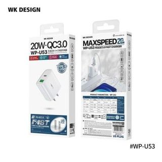 Cóc sạc Wekcome 20w U53 2 cổng usb + typec