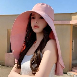 Mũ che nắng toàn mặt với vành rộng cho phụ nữ, có bảo vệ cổ, chống tia UV