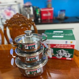 Bộ 3 nồi nắp kính TITHAFAC 16-18-22