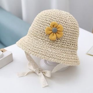 Mũ Cói Che Nắng, Đi Biển gắn HÌNH HOA Cho Bé Gái