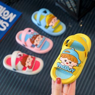 Dép bánh mì 2 quai Giày quai sau cho bé gái, bé trai siêu dễ thương hình cậu bé cô bé chống trơn trượt